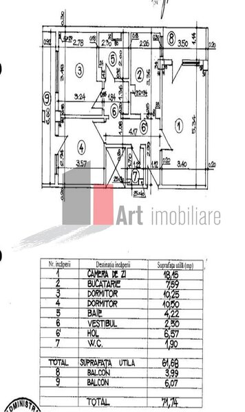 Crangasi, apartament cu 3 camere de vanzare, loc de parcare.